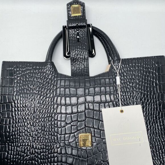 Mac Duggal Croco Leather Buckle Detail Maxi Tote Bag - Picture 12 of 12
